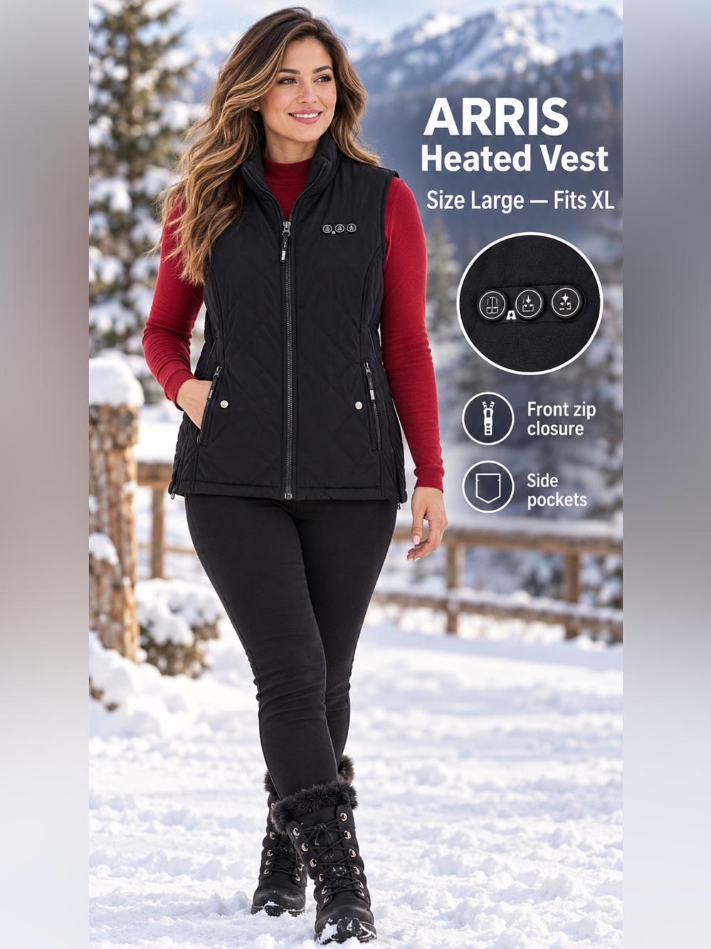 Women's Black Heated Vest